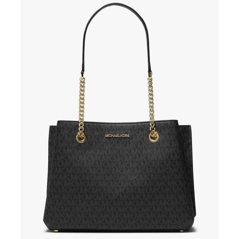 NWT- MICHAEL KORS Black Teagan Large Logo Shoulder Bag